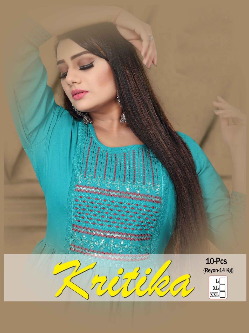 Kritika 01 Latest Designer Ethnic Wear Rayon Embroidery Kurti Collection